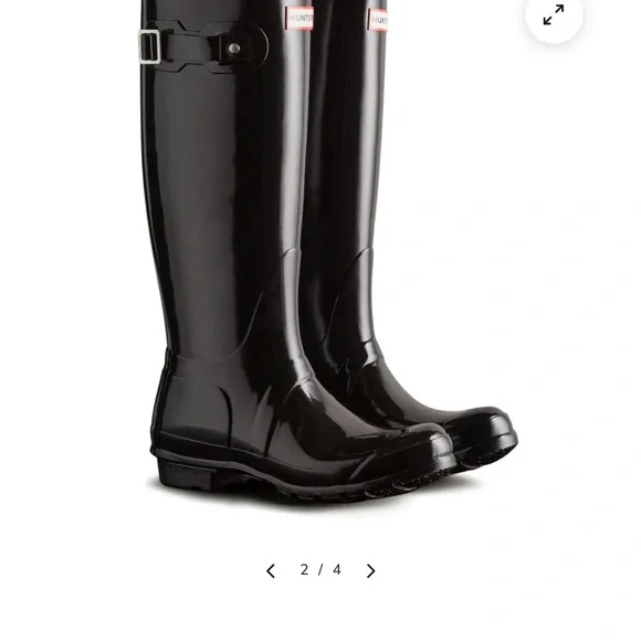 Hunter Glossy Black Rain Boots - Picture 1 of 5